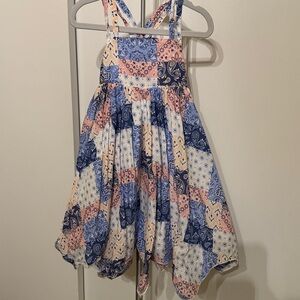 Haute Hippie Kids Patchwork Dress in Blue and Pink